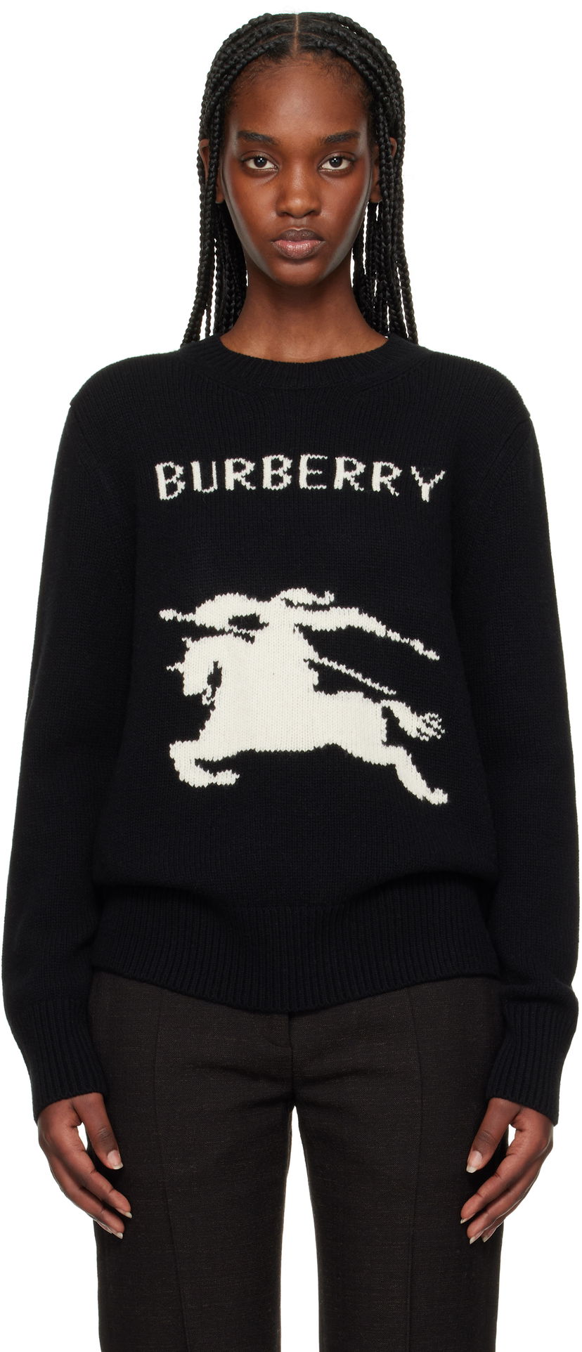 Džemper Burberry Burberry Equestrian Knight Design Wool Cashmere Sweater Crna | 8103048