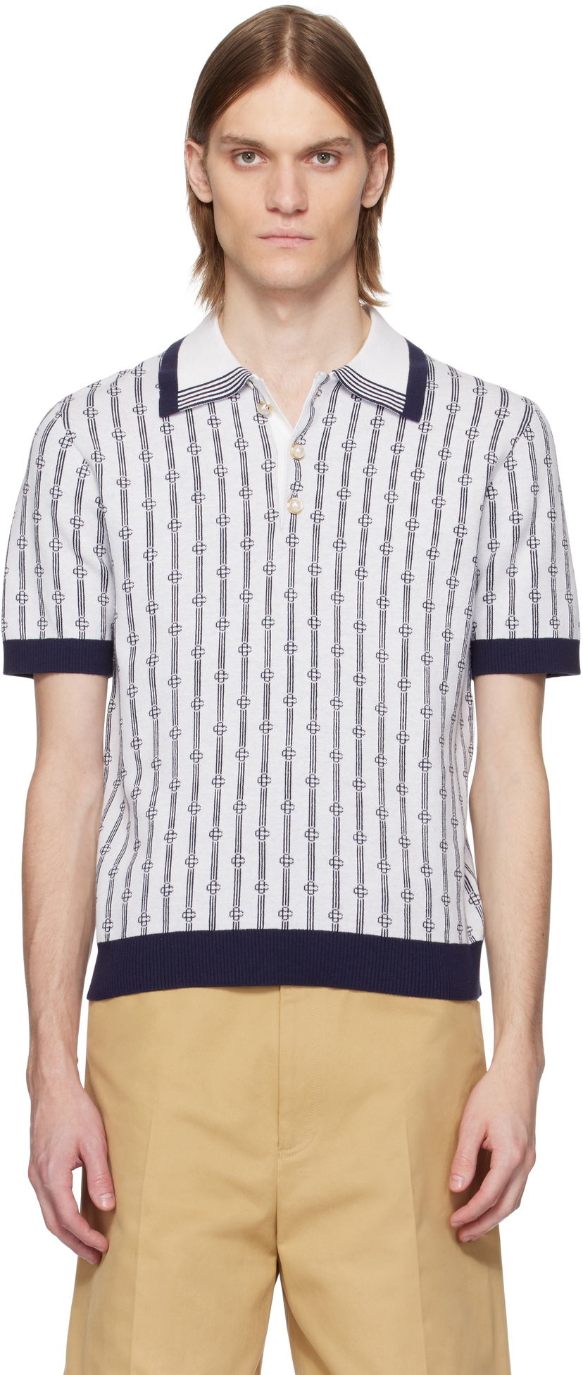 Polo majica Casablanca Casablanca Monogram Knit Polo Bijela | MS25-KW-895-01