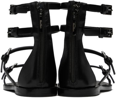 Tenisice i cipele Max Mara Evegflat Designer Double Strap Leather Sandals Crna | 2414521032600, 1