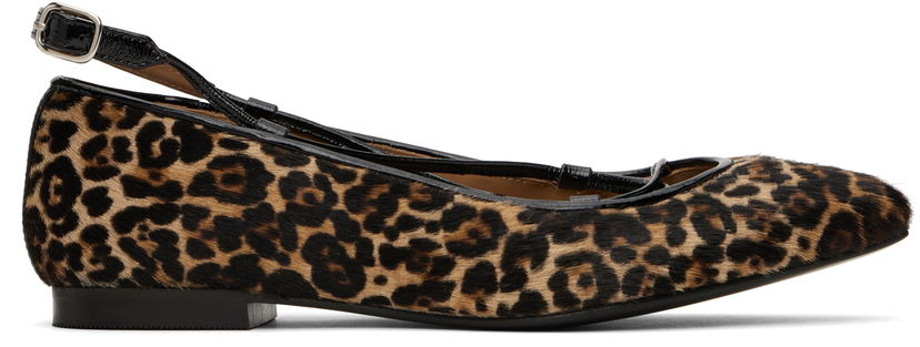 Tenisice i cipele A.P.C. A.P.C. Katie Leopard Print Calf Hair Ballerina Flats Smeđa | PXBUM-F53309