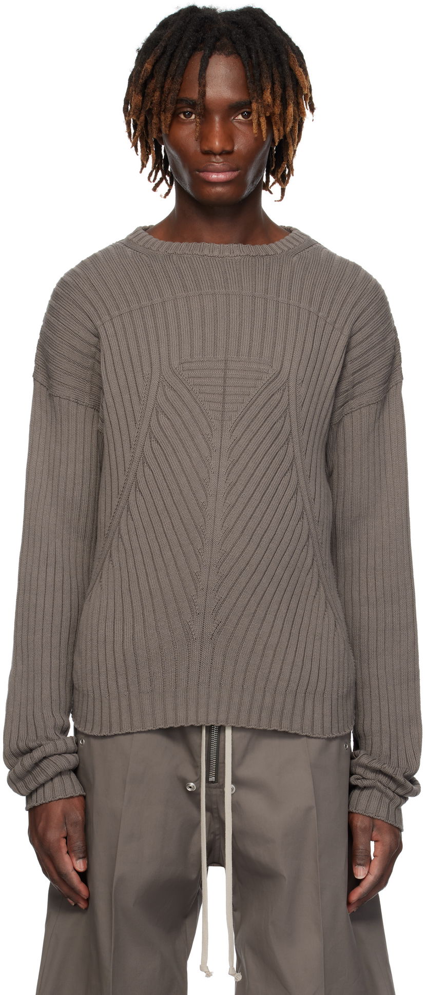Džemper Rick Owens Rick Owens Hollywood Round Neck Sweater Siva | RU01E5664 KEC