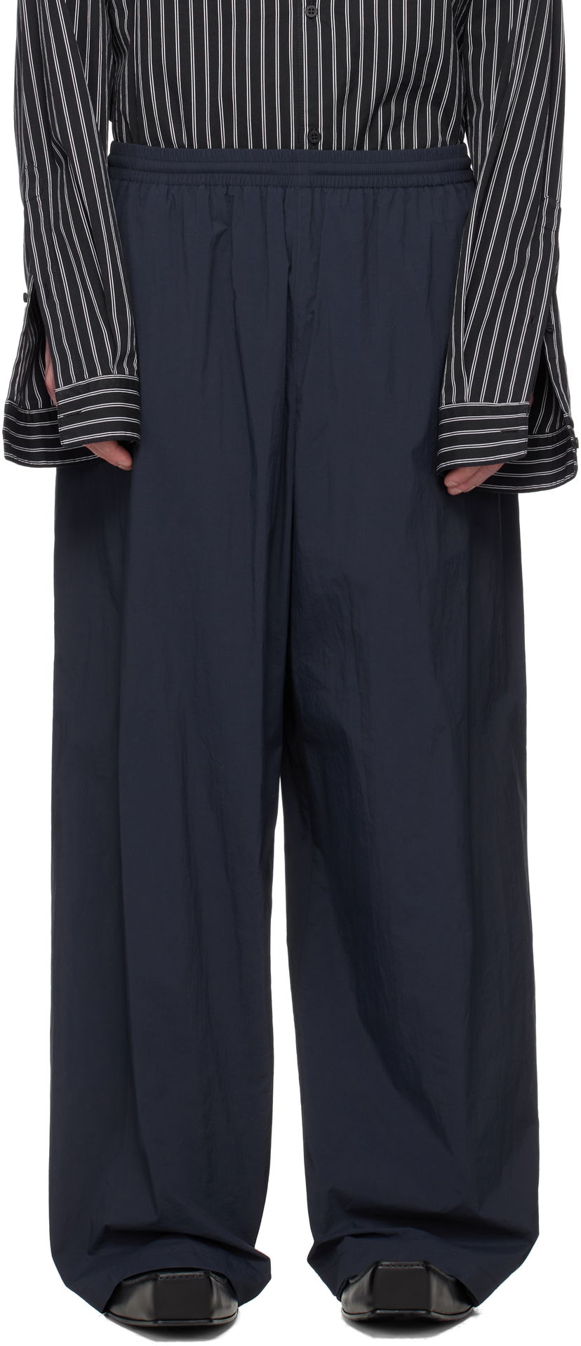 Hlače Balenciaga Balenciaga Nylon Track Pants Tamnoplava | 814576TRO32