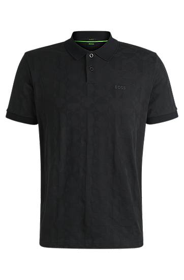 Polo majica BOSS BOSS Circle Jacquard Polo Shirt Crna | 50538191