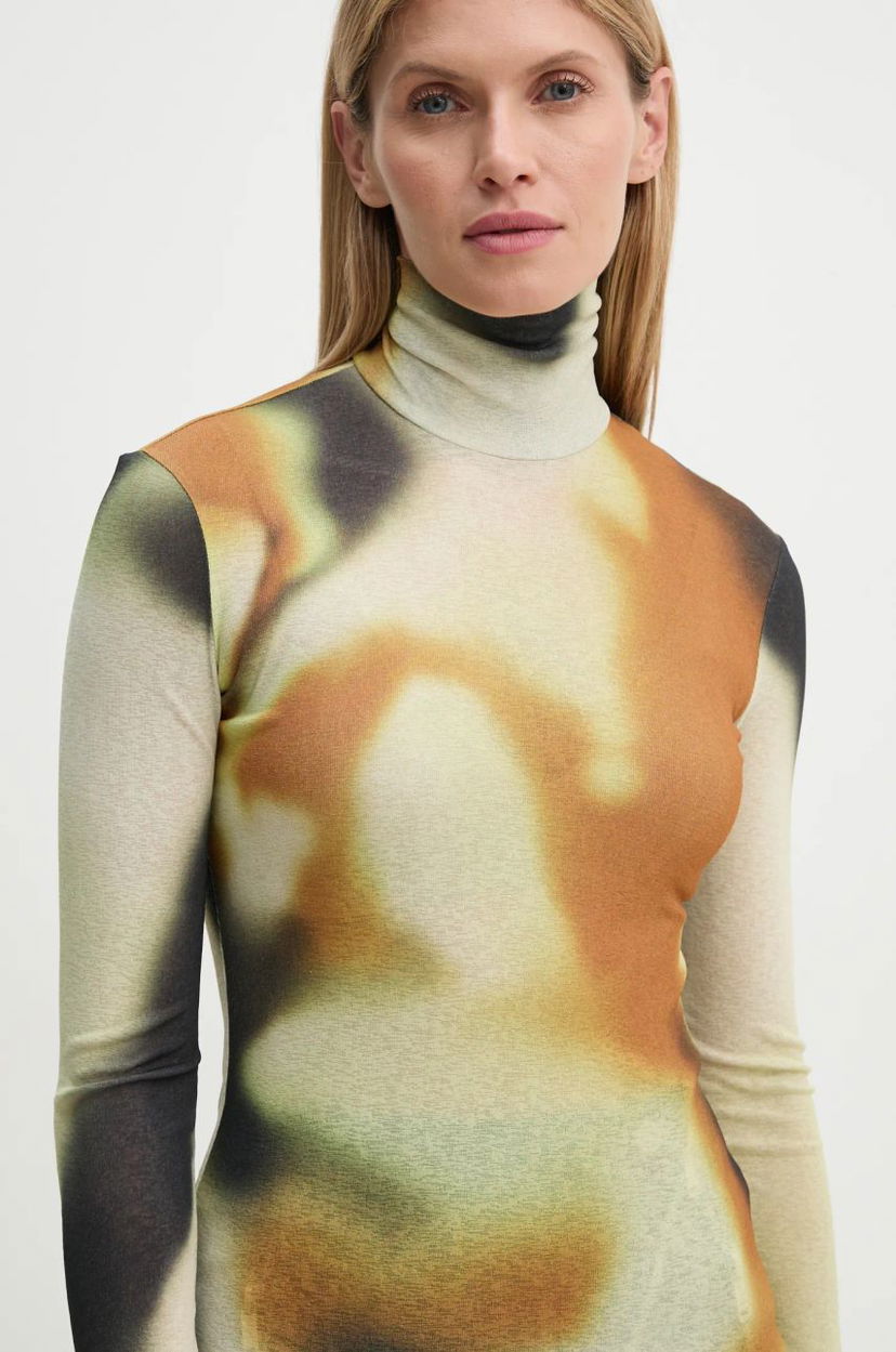 Majica kratkih rukava Nanushka HARRI Printed Turtleneck Top Bež | NW24FWTP33076