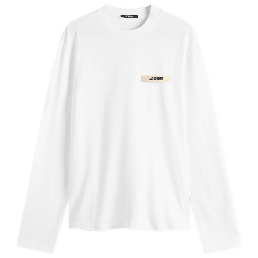 Majica kratkih rukava Jacquemus Jacquemus Grosgrain Logo Long Sleeve T-Shirt, Size Large Bijela | 25HTSM00570AJ00226-100