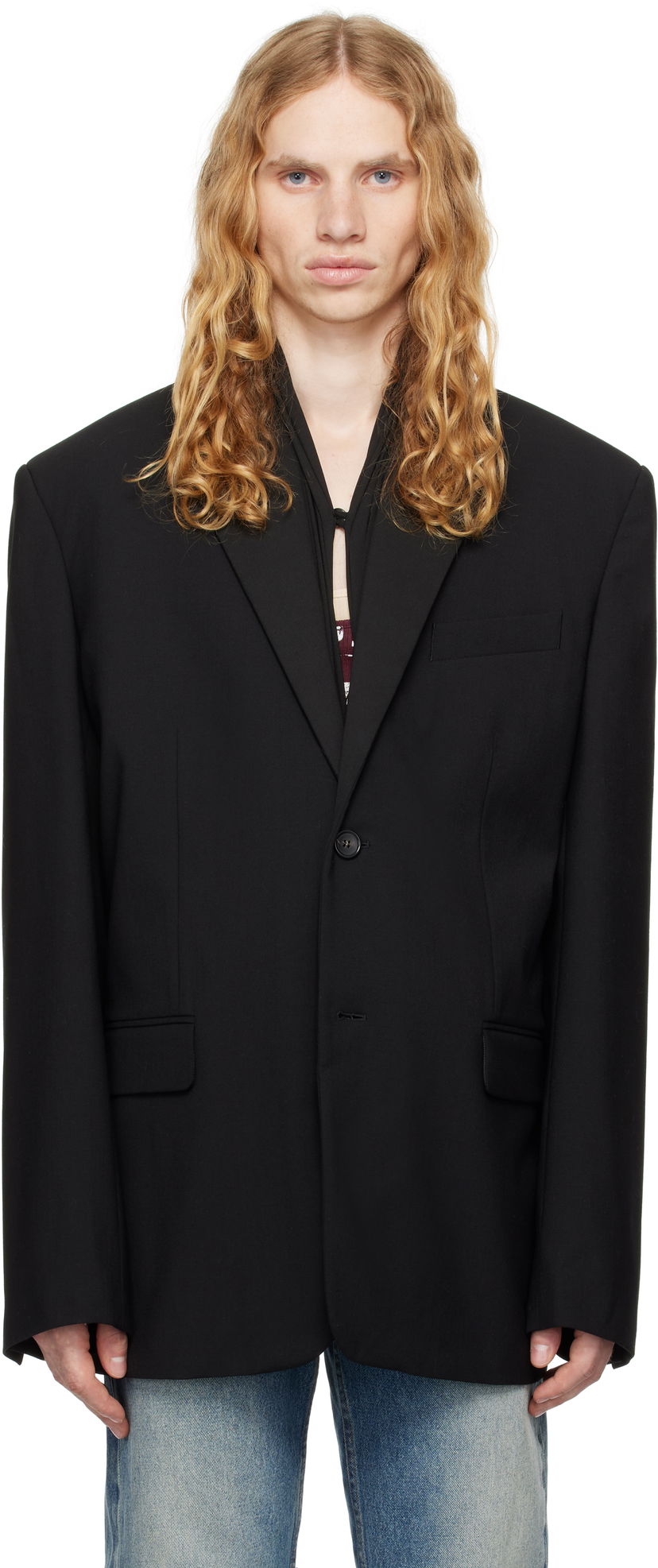 Jakna Y/PROJECT Draped Lapel Blazer Crna | 201BL008