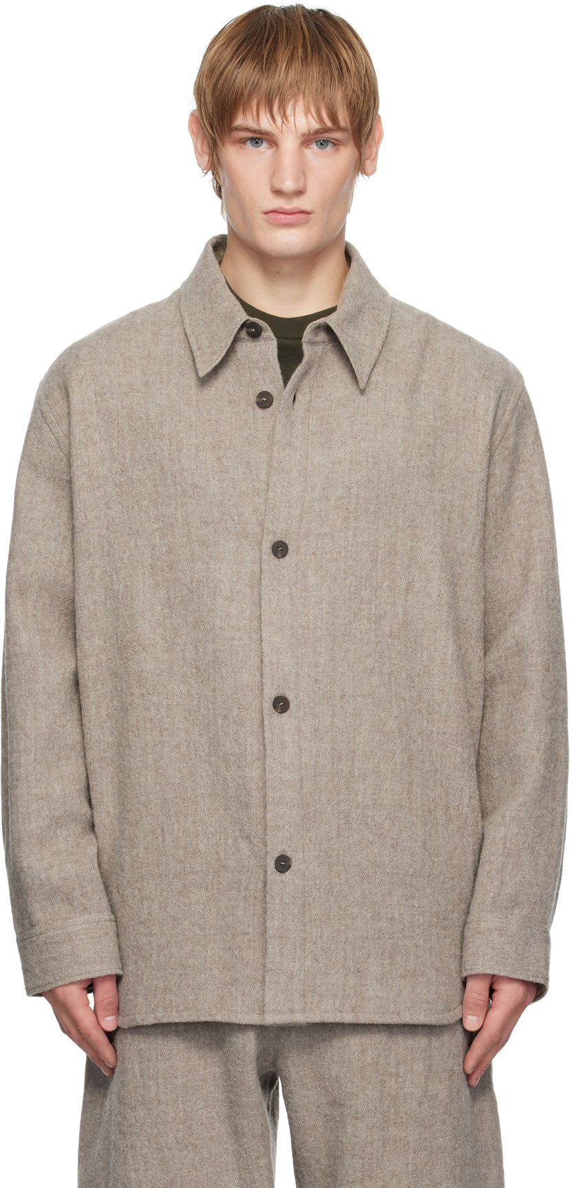 Košulja Studio Nicholson Studio Nicholson Deck Wool Shirt Bež | DECK SNM - 1296