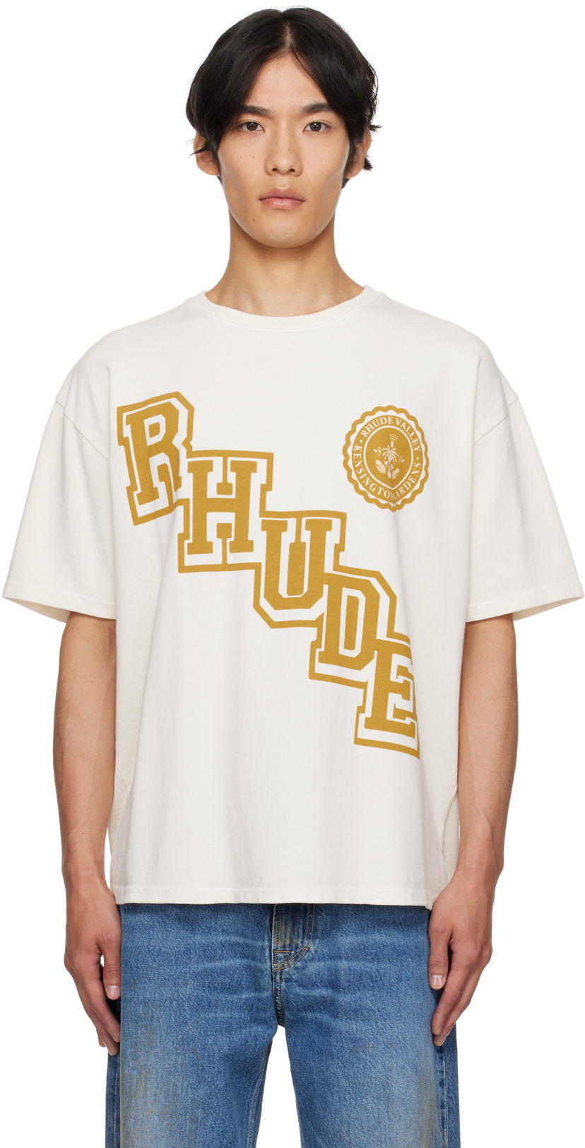 Majica kratkih rukava Rhude Rhude Collegiate Crest T-Shirt Bijela | RHPF25TT23012