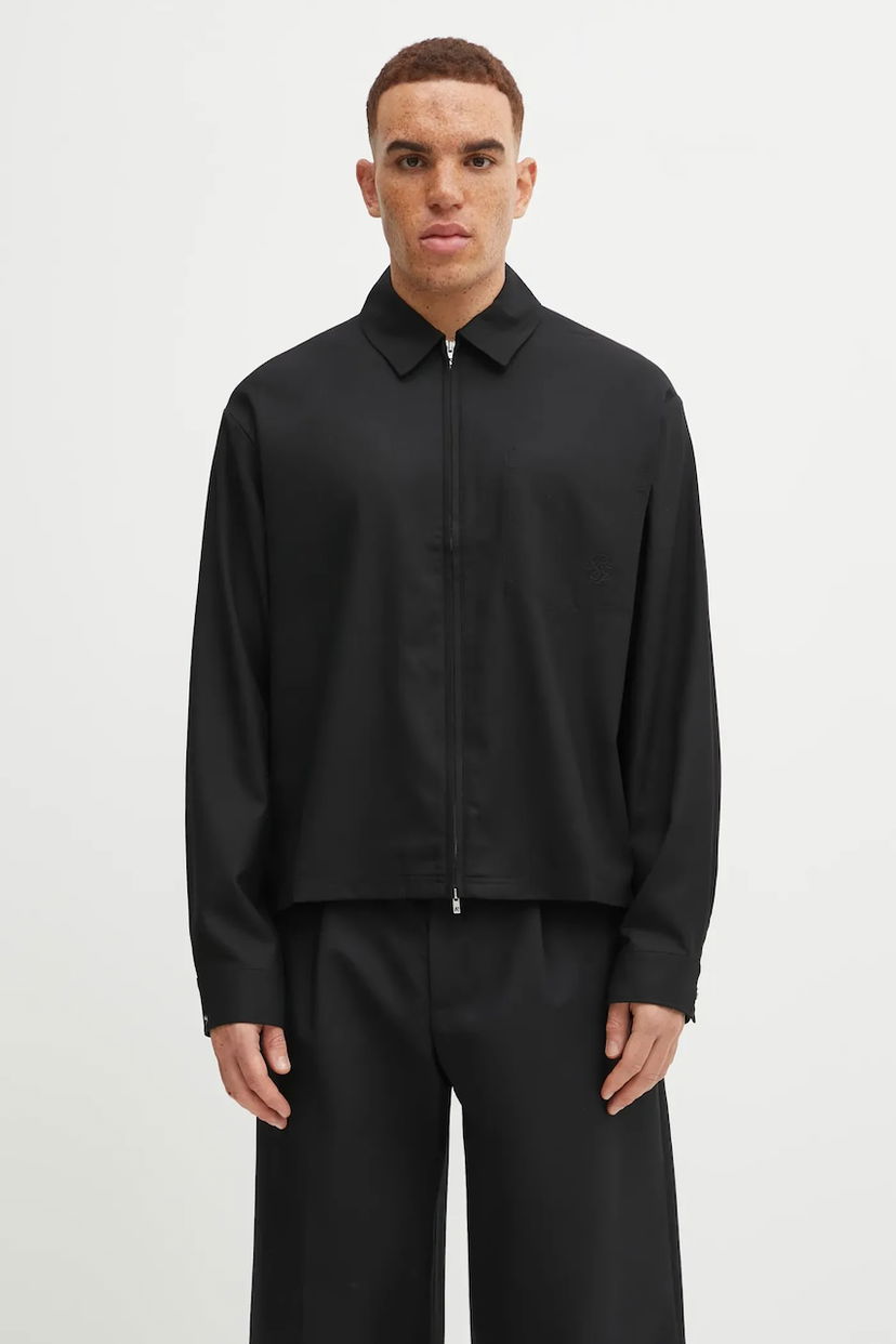 Košulja Represent Clo Wool Blend Relaxed Fit Zip Up Shirt with Classic Collar Crna | MLM100423
