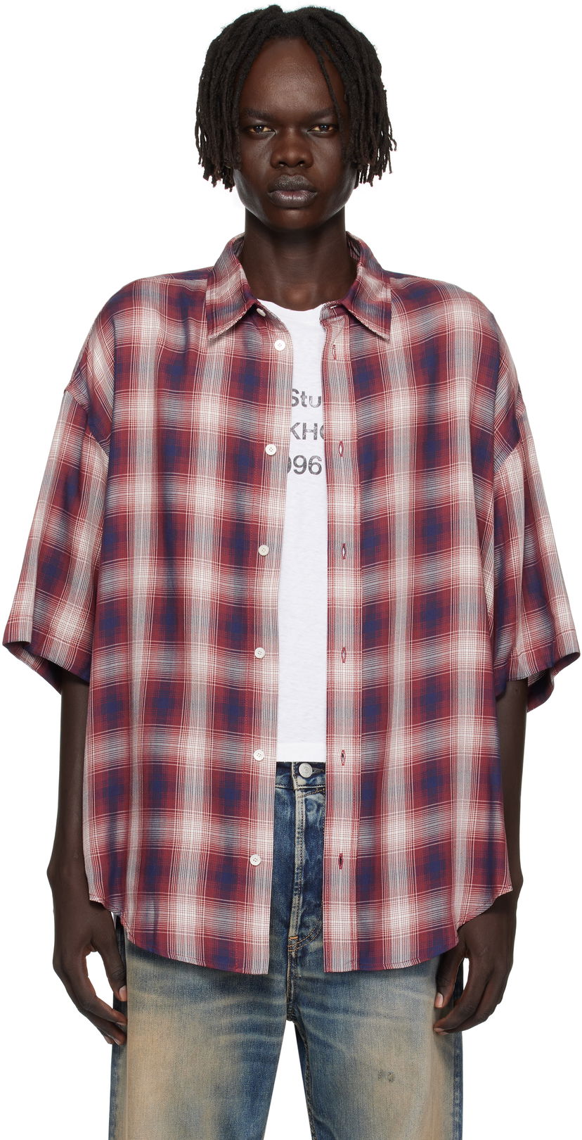 Košulja Acne Studios Acne Studios Checked Button-Up Shirt Crvena | CB0116-