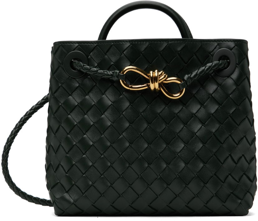 Torba za rame Bottega Veneta Green Small Andiamo Top Handle Bag Crna | 766014 VCPP1