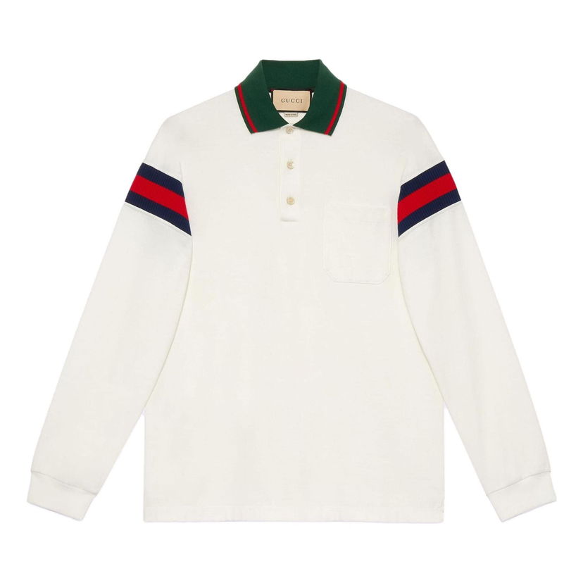 Polo majica Gucci Gucci Jersey Polo With Web Detail Bijela | 715268-XJETR-9088