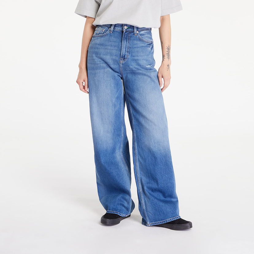 Jeans Tommy Hilfiger Claire High Rise Wide Leg Distressed Jeans Denim Medium Plava | DW0DW18175 1A5