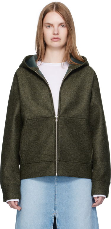 Dukserice A.P.C. A.P.C. Alvin Wool Zip-Up Hoodie Zelena | PSAFU-M27993, 0