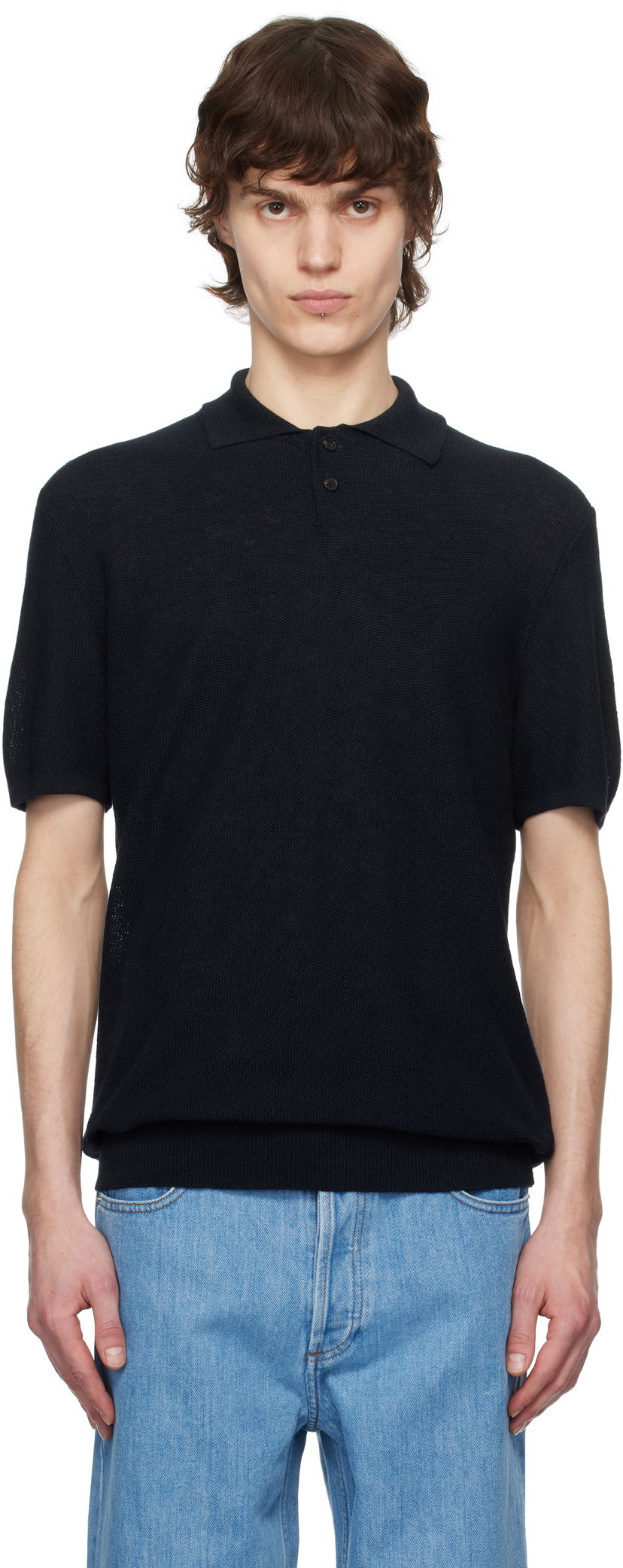 Polo majica A.P.C. A.P.C. Jay Knit Polo Shirt Tamnoplava | VIAJC-H23315