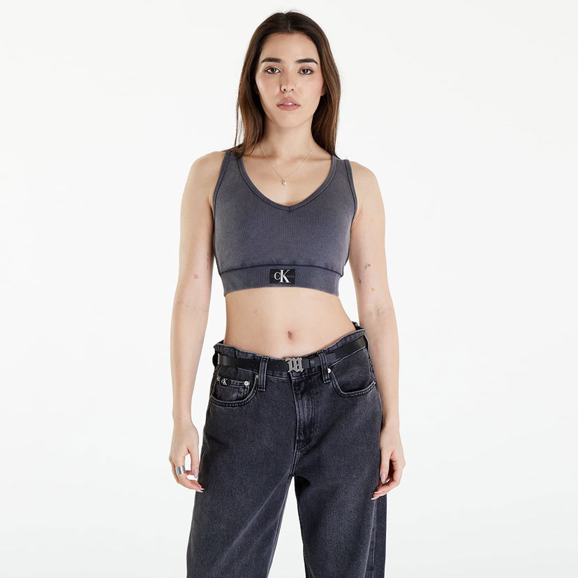Majica bez rukava CALVIN KLEIN Label Washed Rib Crop Top Siva | J20J223109 PT2