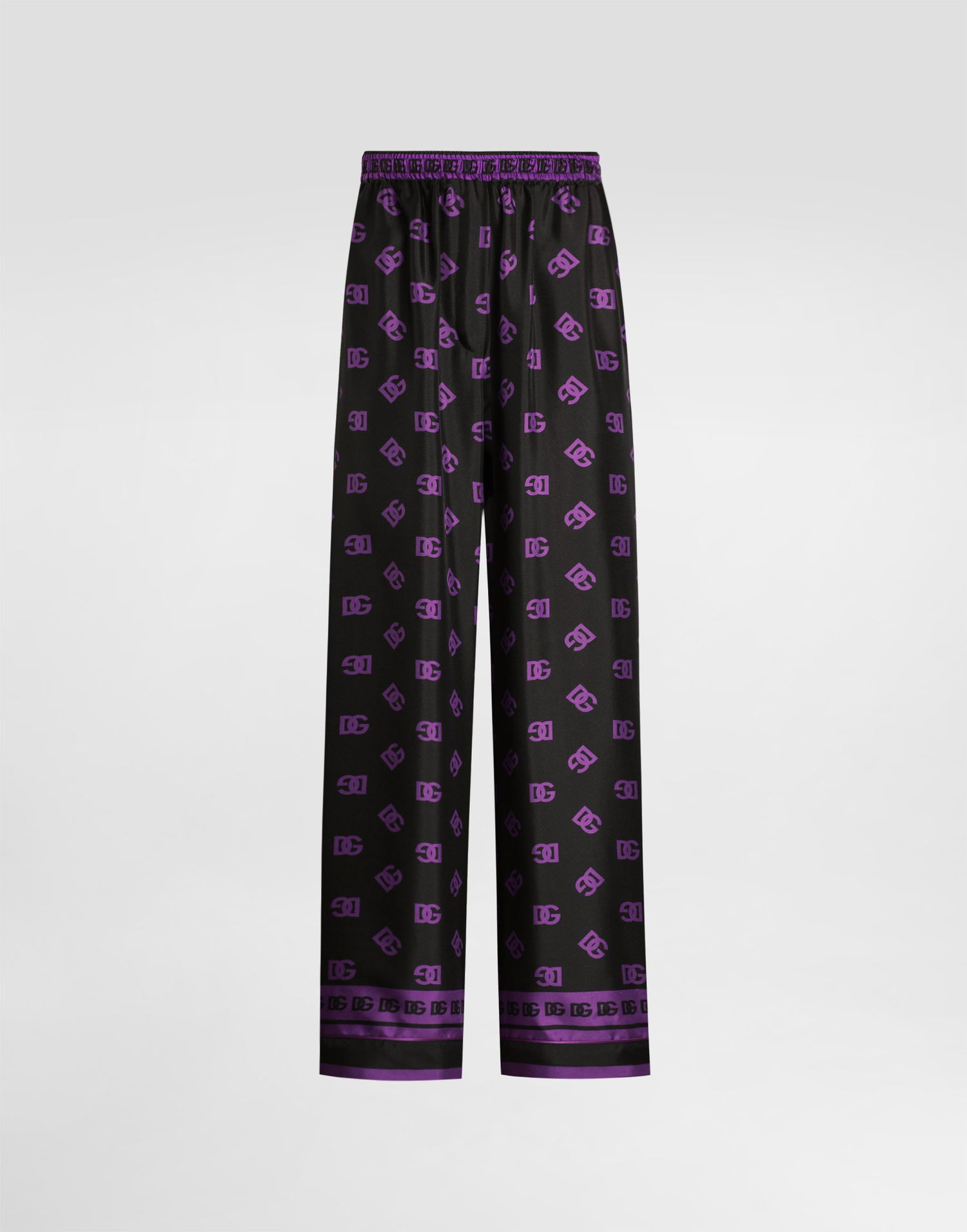 Hlače Dolce & Gabbana Dolce & Gabbana Silk Vanity Pants with DG Logo Print Crna | FTAMPTHI1Z7HN9BP, 0