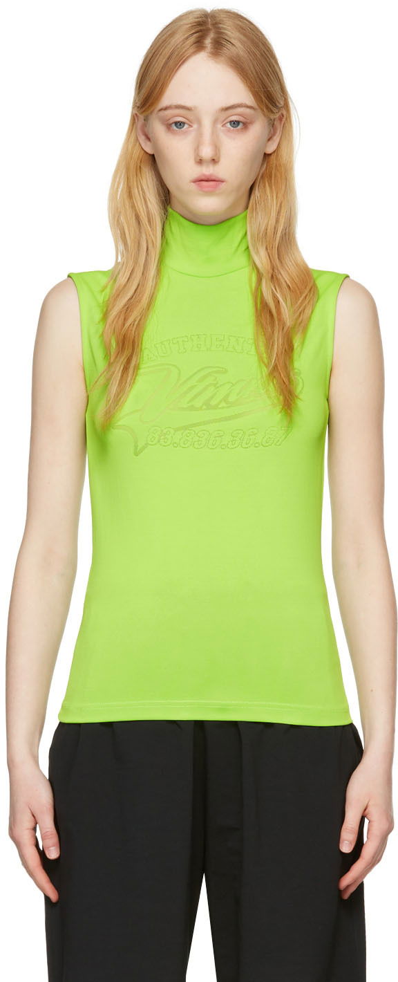 Majica bez rukava VETEMENTS VTMNTS Viscose Sleeveless Turtleneck Top Zelena | VL12TR520G