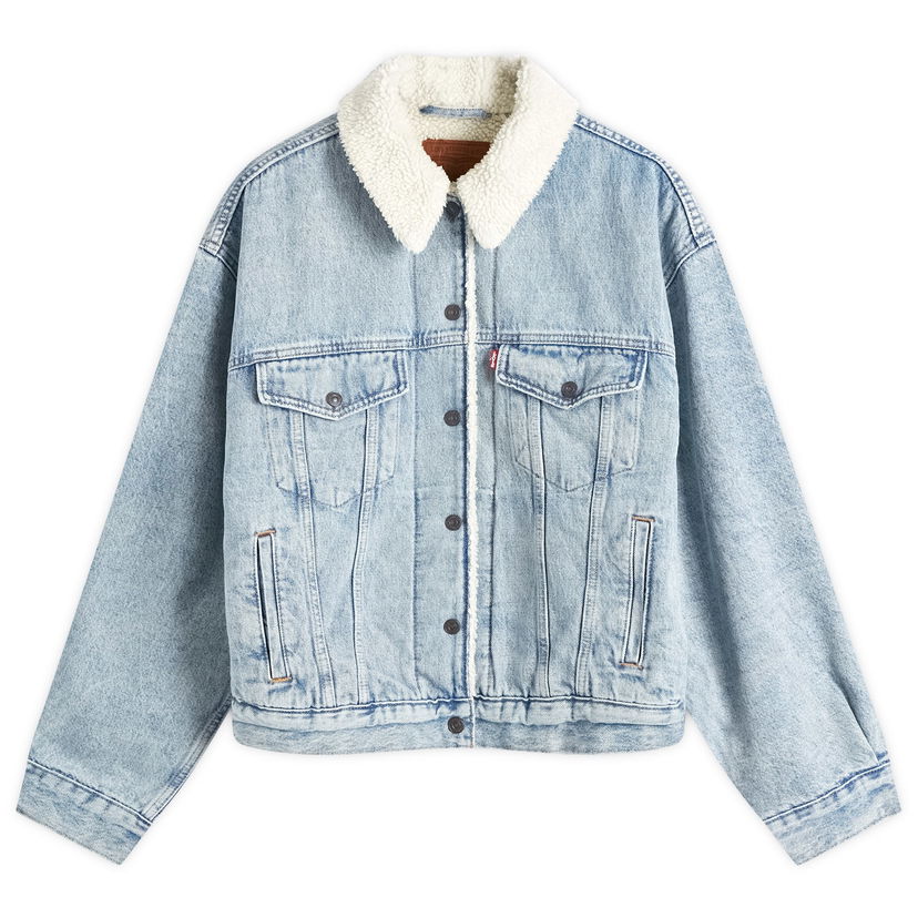 Jakna Levi's Women's Denim Sherpa Trucker Jacket in Blue, Size X-Small | END. Clothing Plava | A4435-0010