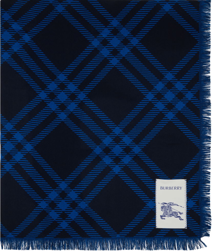 Šal Burberry Burberry Wide Check Wool Silk Scarf Plava | 8110161