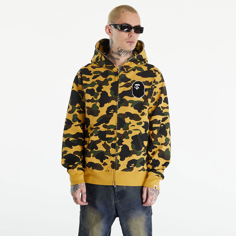 Dukserice BAPE A BATHING APE 1St Camo Full Zip Hoodie Yellow Žuta | 001ZPK301004M YEL