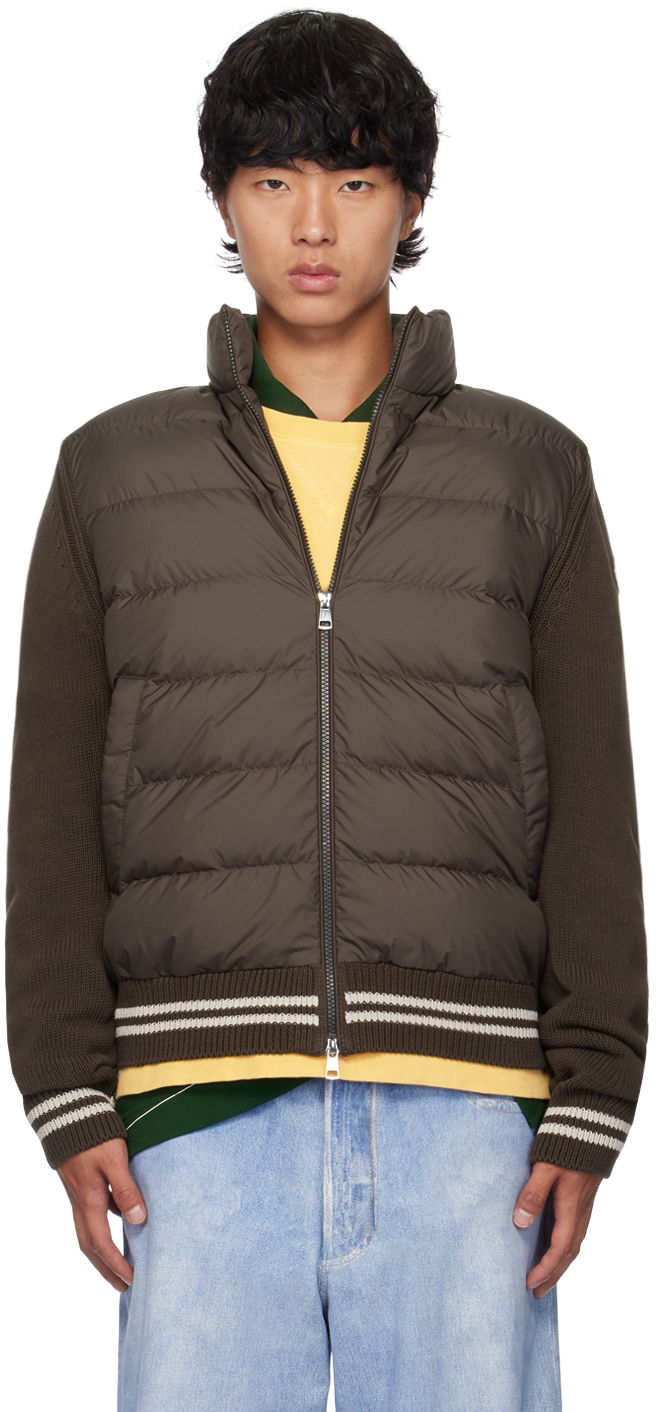 Jakna Moncler Brown Paneled Down Cardigan Smeđa | J20919B00001M1509