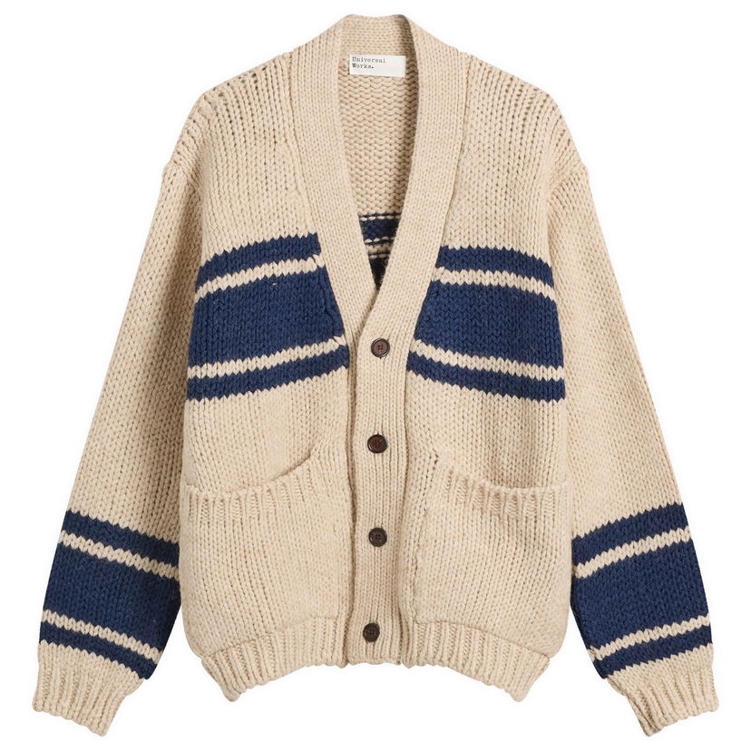 Džemper Universal Works Universal Works Langdale Chunky Knit Cardigan Bež | 33479-SND