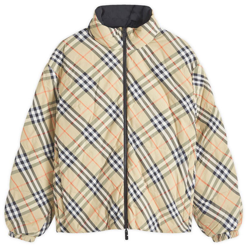 Pernata jakna Burberry Nylon Check Puffer Jacket Bež | 8094237-B9368