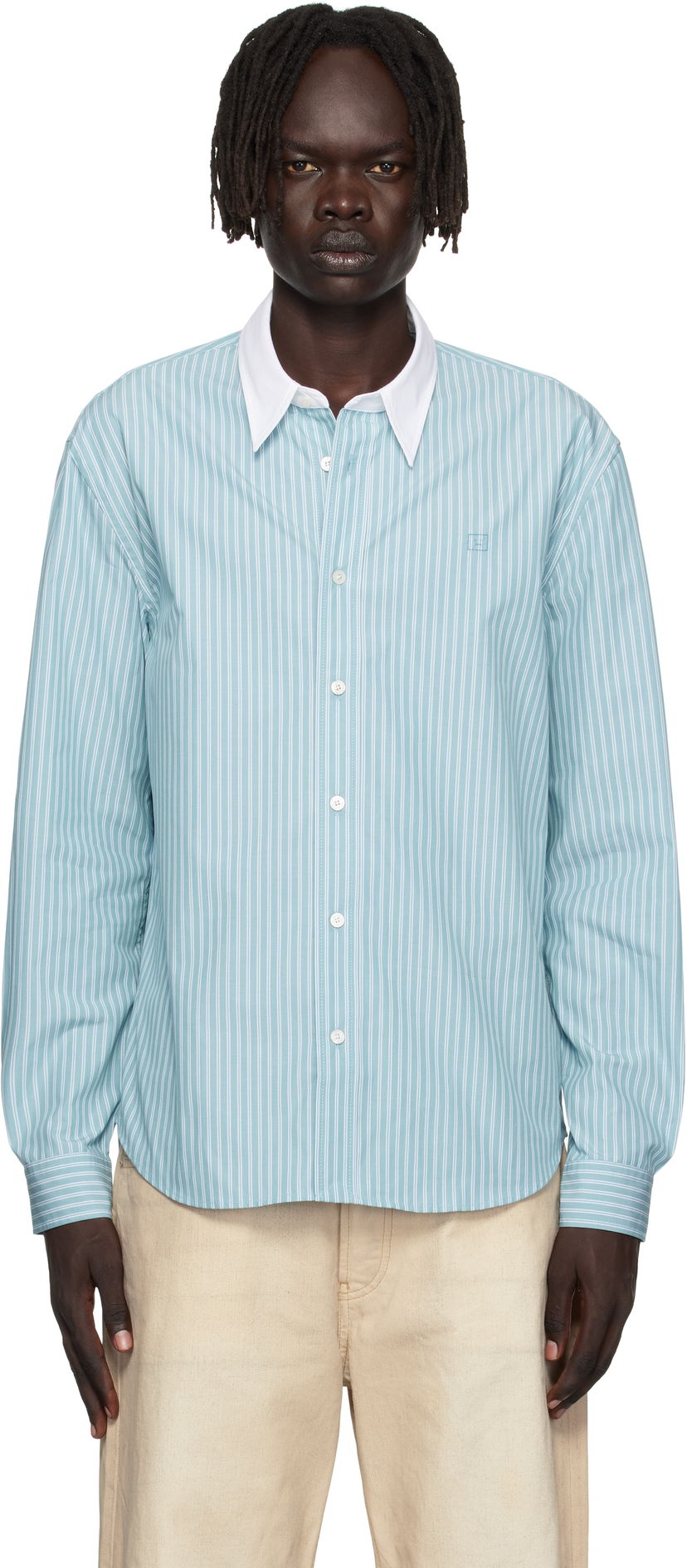 Košulja Acne Studios Acne Studios Striped Button-Up Shirt Tirkiz | CB0114-