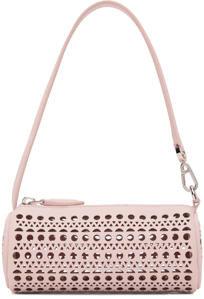 Torba za rame Alaïa Mini Tube Perforated Leather Shoulder Bag Ružičasta | AA1P042CA262