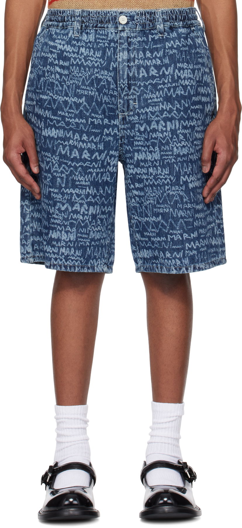 Kratke hlače Marni Marni Bleached Lasered Denim Shorts Plava | PUJU0070A0 USCX38