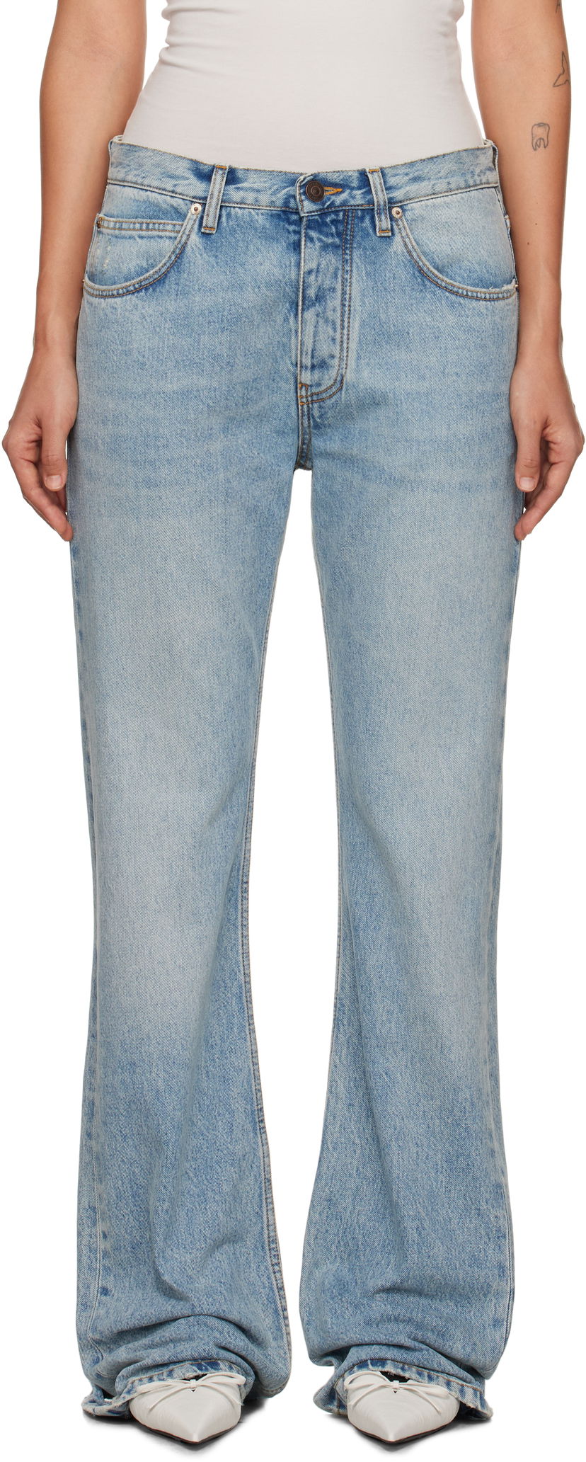 Jeans Balenciaga Low Waist Straight Jeans Plava | 794047 TDW14