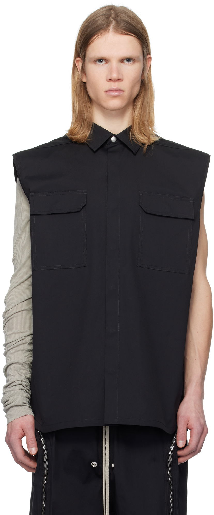 Košulja Rick Owens Rick Owens Hollywood Jumbo Sleeveless Shirt Crna | RU01E5239 TE