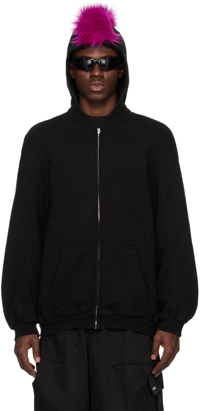 Dukserice We11done We11done Zip-Up Faux-Fur Hoodie Crna | WD-TJ1-24-884-U-BK