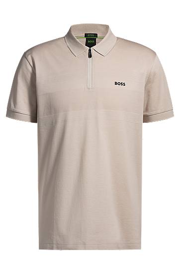 Polo majica BOSS BOSS Zip Neck Polo Shirt Bež | 50538177