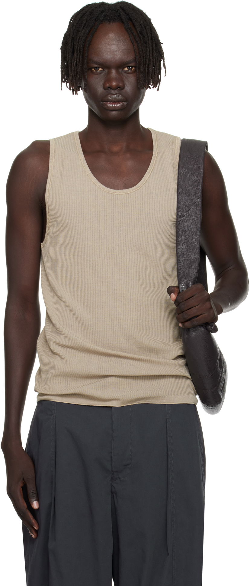 Majica bez rukava LEMAIRE Lemaire Debardeur Ribbed Tank Top Bež | TO1465 LK1032