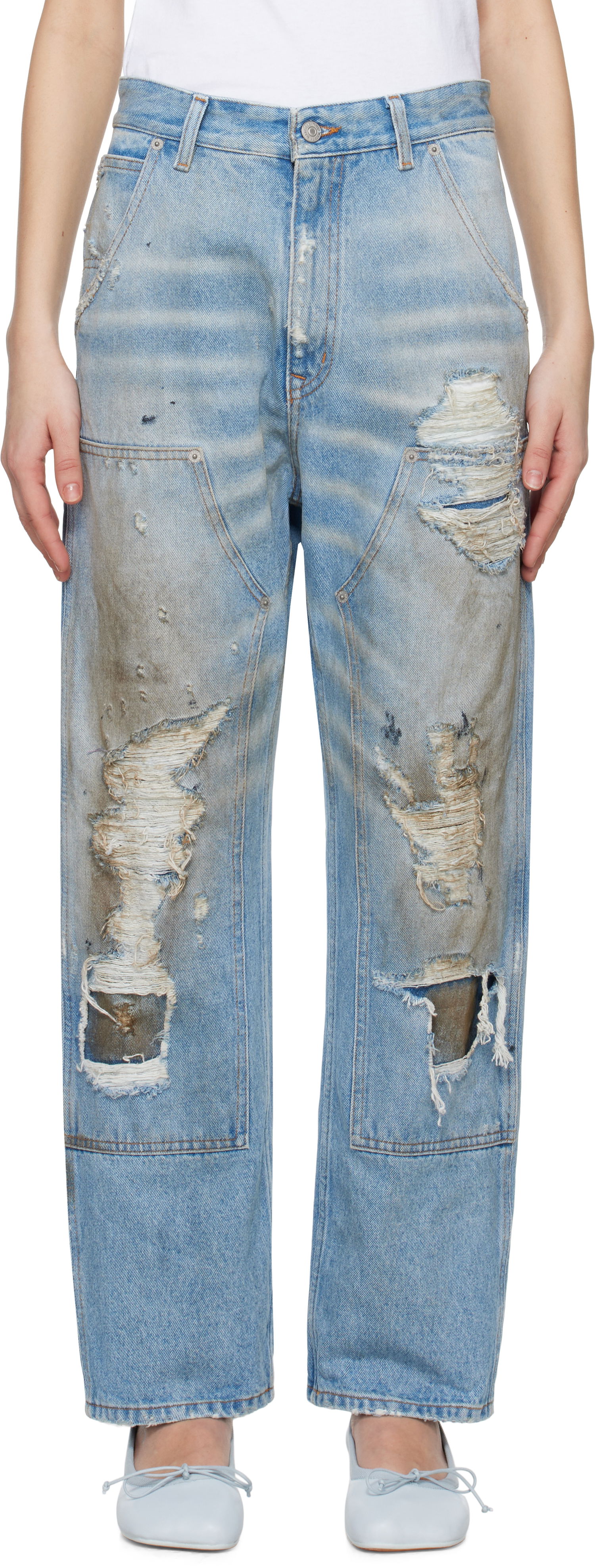 Jeans Maison Margiela MM6 Maison Margiela 5-Pocket Distressed Jeans Plava | S62LB0183 M30018, 0