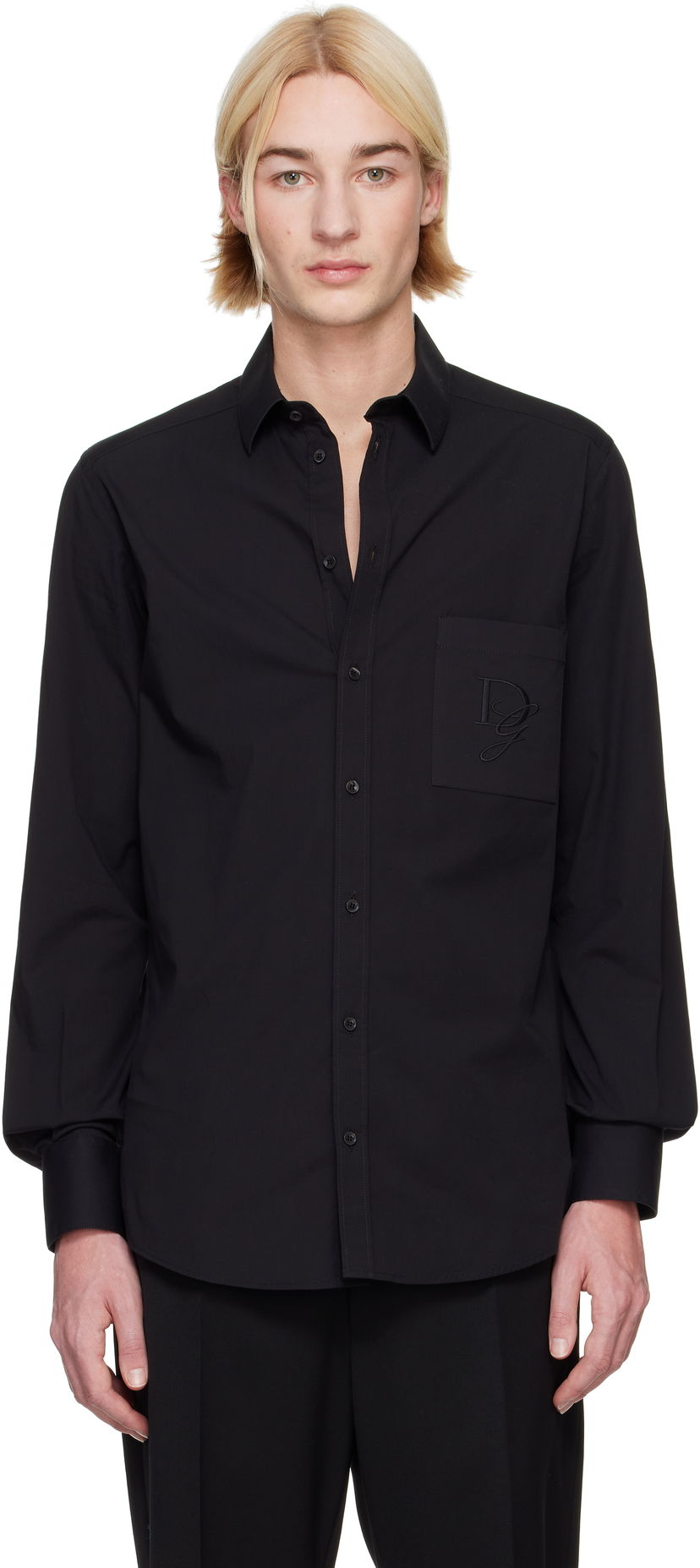 Košulja Dolce & Gabbana Dolce&Gabbana Shirt With Logo Patch Crna | G5ML0ZFU5EW