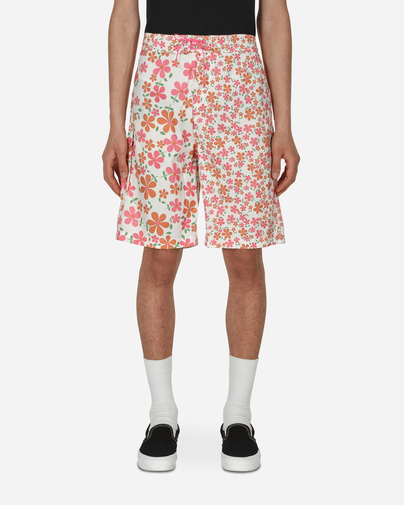 Kratke hlače ERL Floral Print Swim Shorts Bijela | ERL04UW12 1