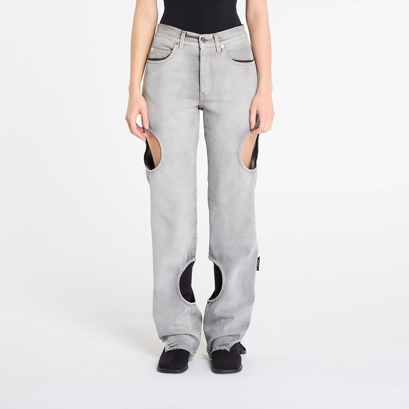 Jeans Off-White Meteor Cut-Out Straight-Leg Denim Pants Siva | OWYA06AF25DEN0011200