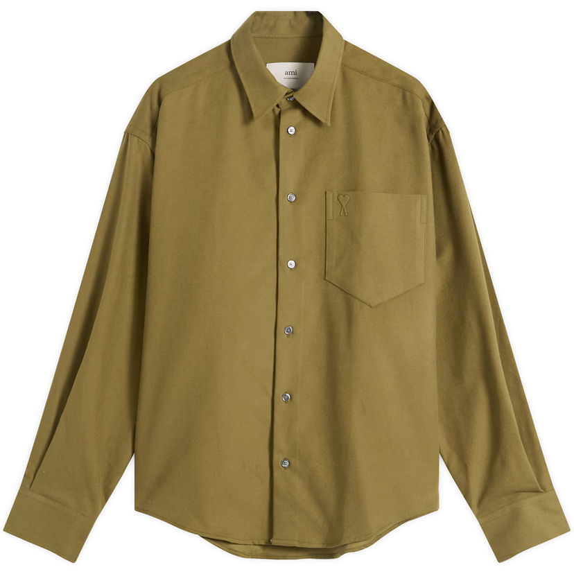 Košulja AMI Brushed Cotton Oxford Boxy Shirt, Size Large Zelena | H25USH766-CO0056-298H25