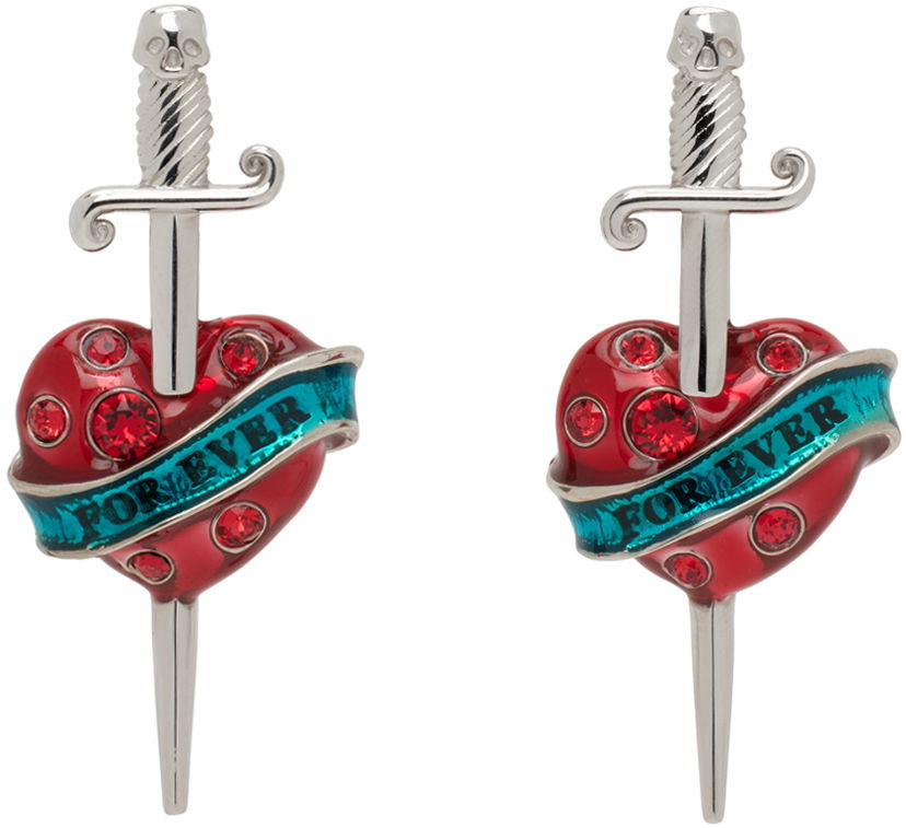 Naušnice Jean Paul Gaultier Jean Paul Gaultier Heart & Sword Drop Earrings Višebojno | 24/25-U-BO045-X042-91