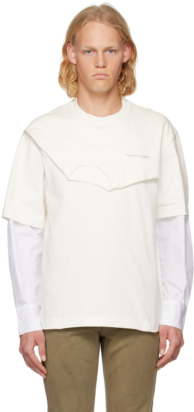 Majica kratkih rukava Feng Chen Wang Feng Chen Wang Double Collar Long Sleeve T-Shirt Bijela | FMF14SS04