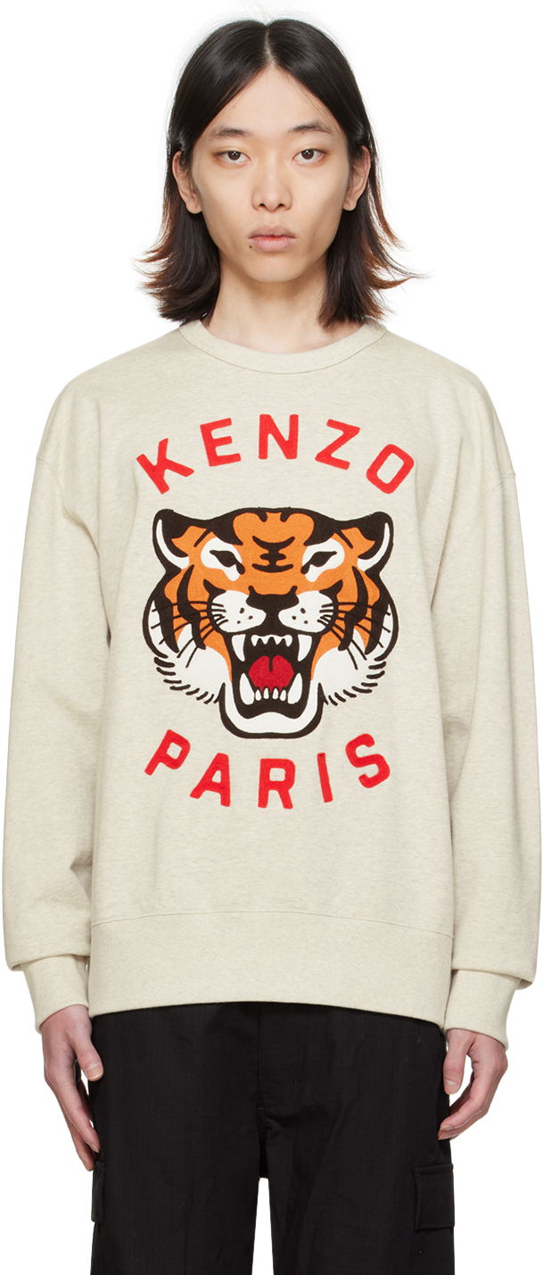 Dukserice KENZO Paris Lucky Tiger Sweatshirt Bež | FE58SW0104MF