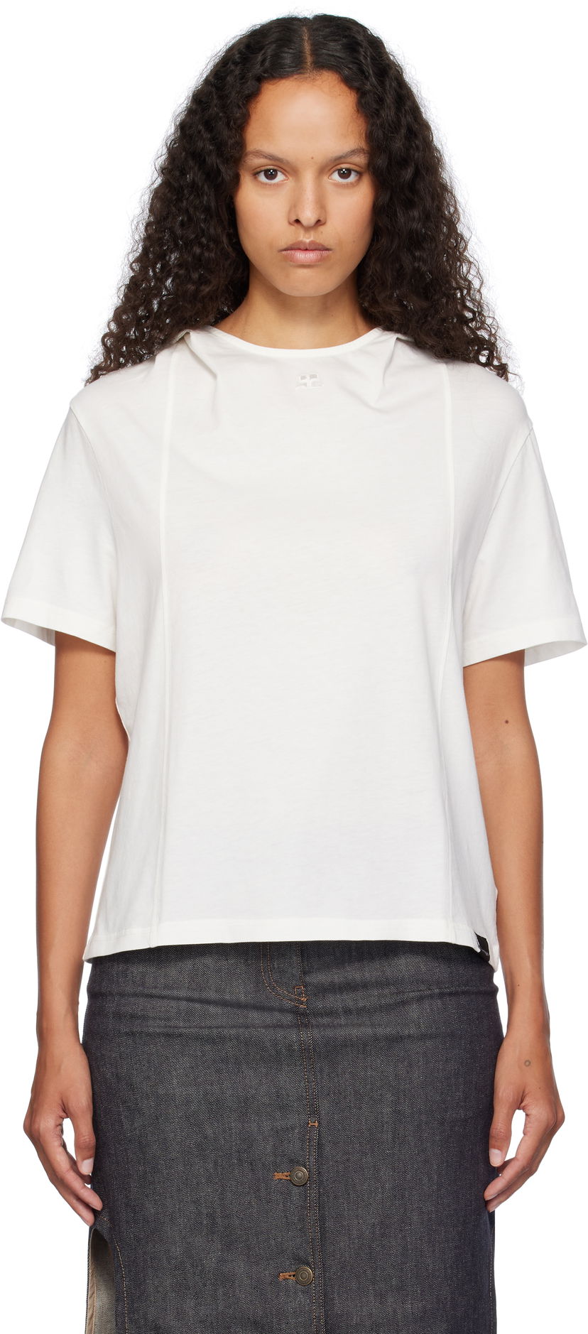 Majica kratkih rukava Courrèges Short Sleeve Cropped T-Shirt Bijela | 424JTS159JS0175
