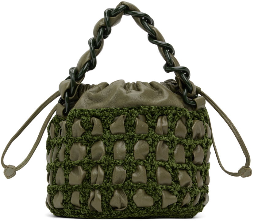 Ručna torbica BY FAR BY FAR Cass Crocheted Drawstring Bag Zelena | 23CRCSACMLGCHLLSMA