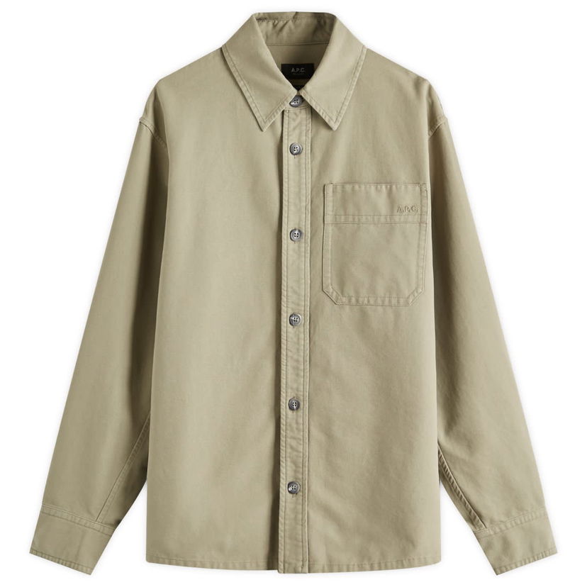 Košulja A.P.C. A.P.C. Men's Basile Canvas Overshirt, Size Small Zelena | COGBJ-H02918-KAE