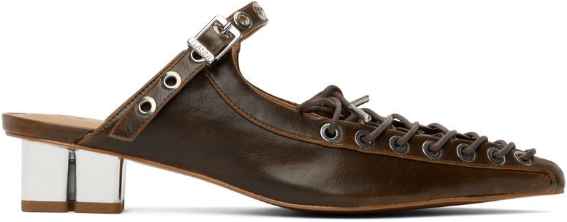 Tenisice i cipele GANNI GANNI Oleatex Lace-Up Mules Smeđa | S3092