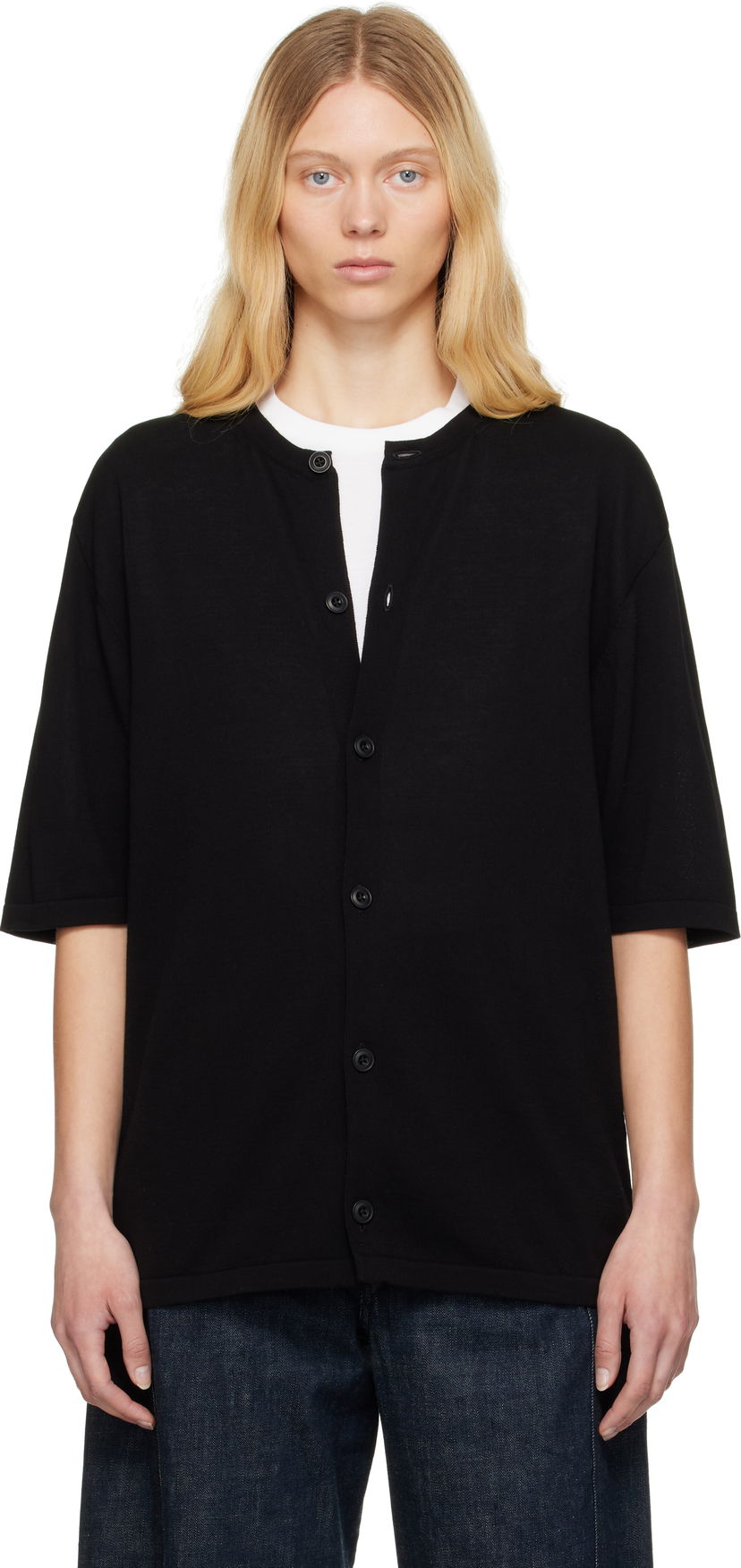 Džemper LEMAIRE Lemaire Short Sleeve Cardigan Crna | TO1371 LK1041