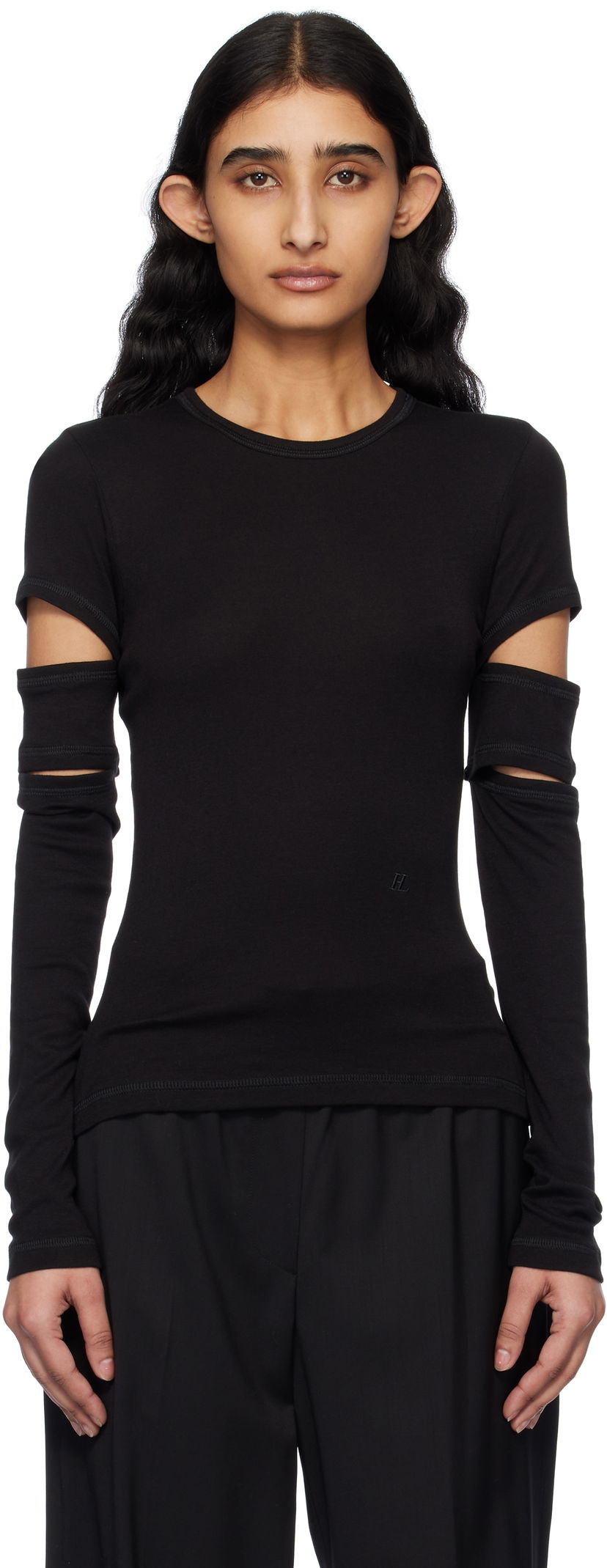 Majica kratkih rukava Helmut Lang Helmut Lang Slashed Long Sleeve T-Shirt Crna | O09HW509